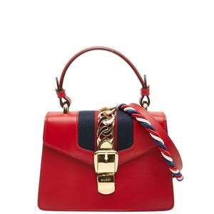 GUCCI Red Leather Sylvie Shoulder Bag